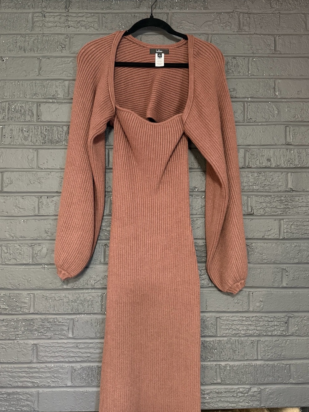 Lulu's Mauve Ribbed Long Sleeve Bodycon Dress